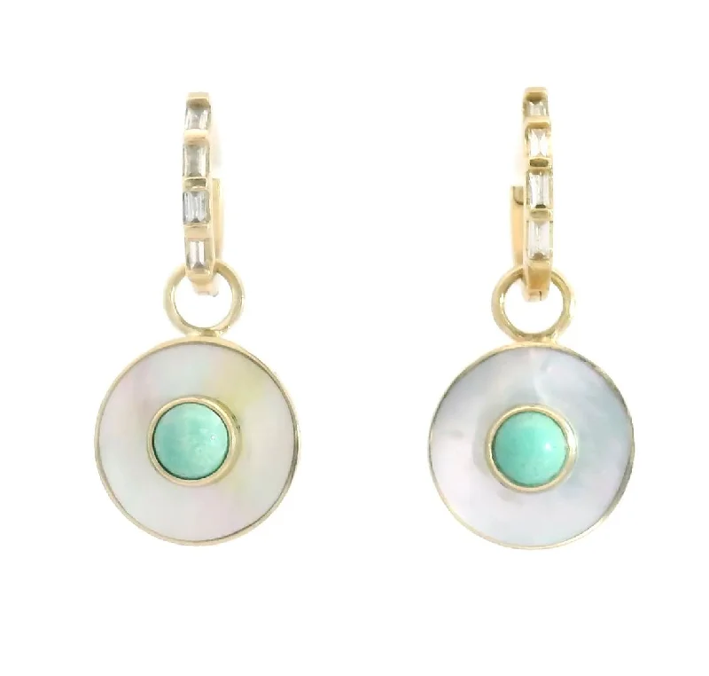 Hoop earrings with gold accents for a warm, elegant statement piece-Mother Of Pearl & Turquoise Cerclen Hoop Earrings