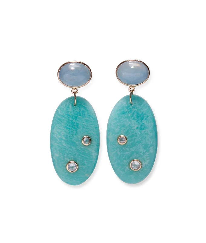 Best hoop earrings with butterfly motifs for a playful and whimsical appearance-14k Gold, Aquamarine & Amazonite Earrings