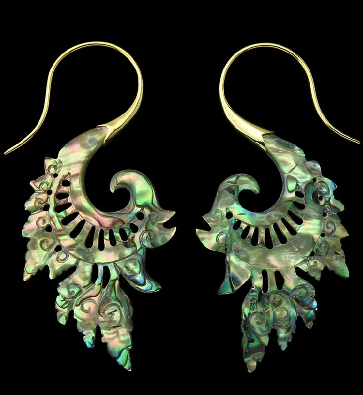 Best hoop earrings with gemstone accents for a colorful and elegant appearance-18G Alary Brass Abalone Hangers / Earrings