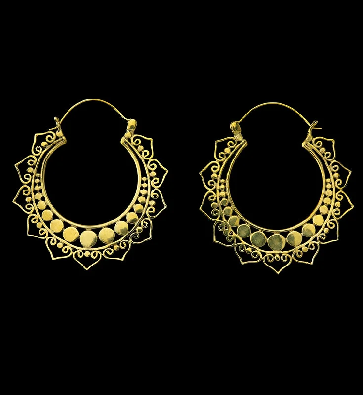 Hoop earrings with luxe velvet finishes for a rich and luxurious touch-18G Blossom Brass Hangers / Earrings