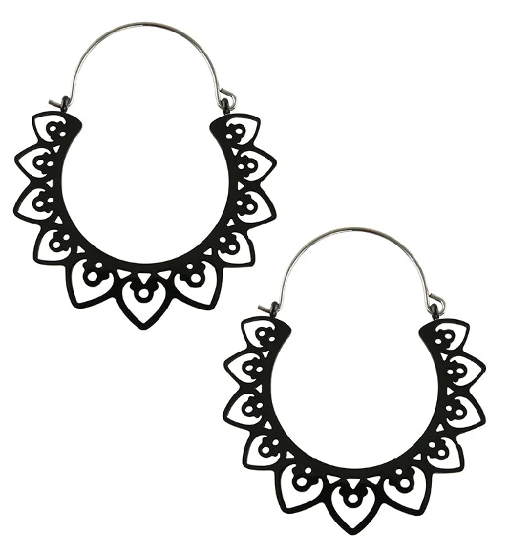 Hoop earrings with oversized designs for a bold, fashion-forward statement-20G Black Tribal Heart Hangers - Earrings