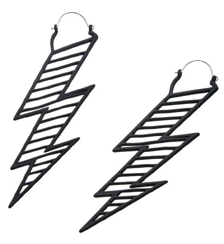 Medium hoop earrings for an everyday look with the perfect balance of style-20G Black XL Lightning Plug Hoops