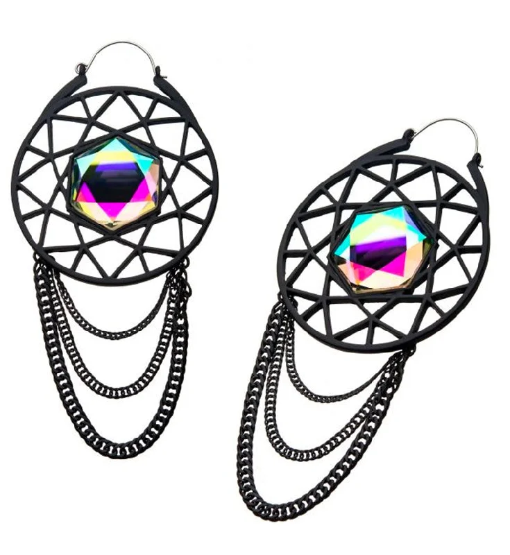 Best hoop earrings with infinity designs for a timeless and meaningful symbol-20G Cheval Black Chain Gem Plug Hoops