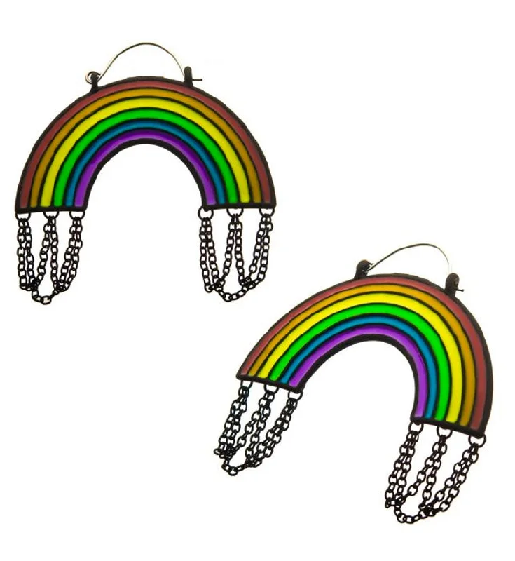 Hoop earrings with circle designs for a classic and timeless shape-20G Rainbow Chain Plug Hoops