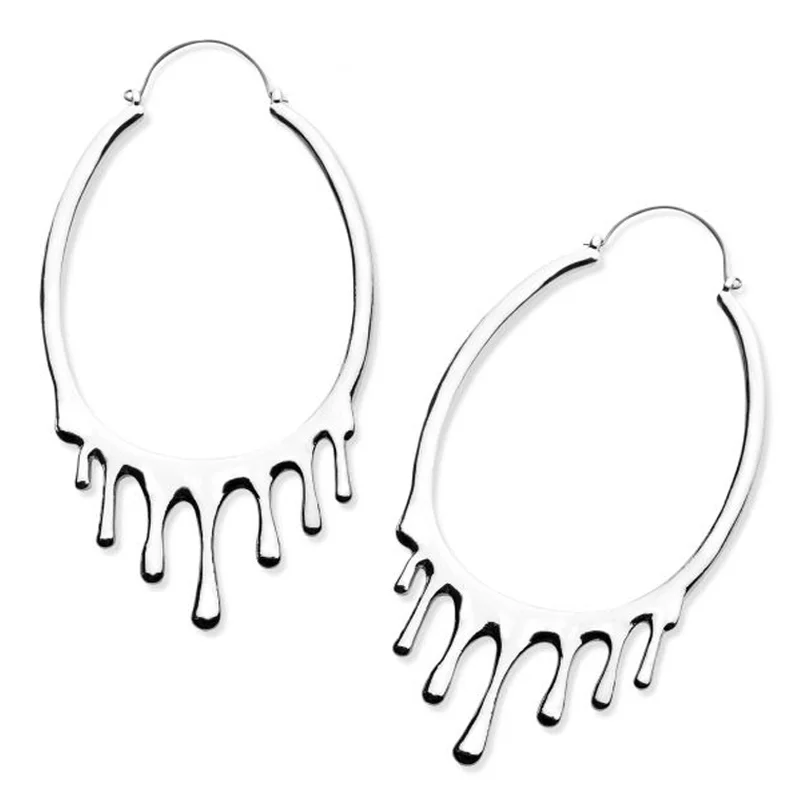 Hoop earrings with satin finishes for a smooth and elegant appearance-20G Silver Drip Drip Plug Hoops