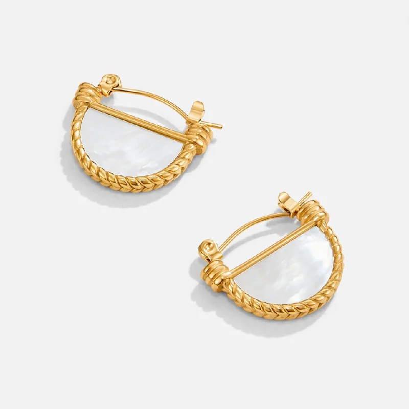 Best hoop earrings with asymmetrical designs for a fashion-forward, avant-garde look-Adelfa White Shell Hoop Earrings