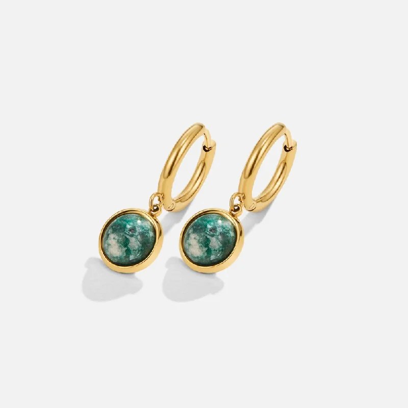 Best hoop earrings with detachable studs for a versatile and adjustable accessory-Amelia Green Stone Hoop Earrings