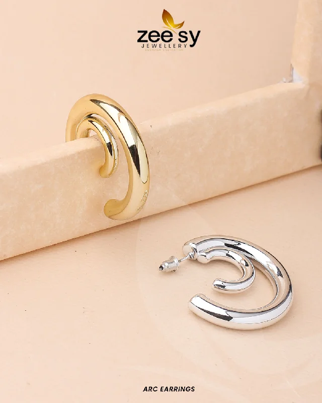 Hoop earrings with multi-tone finishes for a colorful and layered effect-Arc Earrings