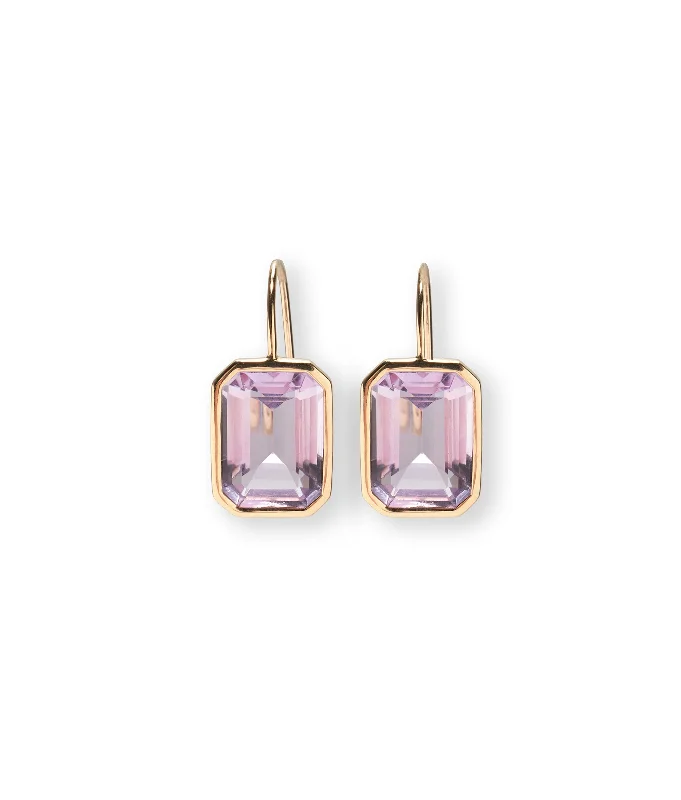 Hoop earrings with resin accents for a bold and colorful design-14k Gold Aria Earrings in Pink Amethyst