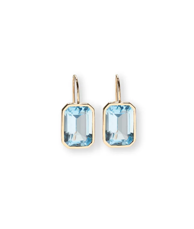 Hoop earrings with braided patterns for a detailed and textured finish-14k Gold Aria Earrings in Sky Blue Topaz