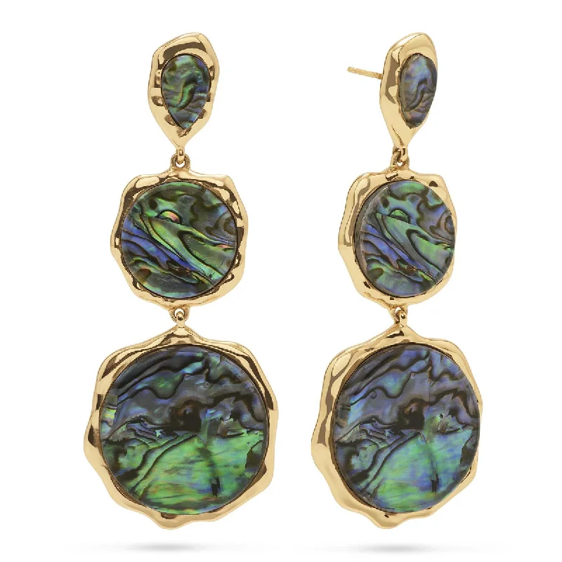 Stylish hoop earrings with diamond accents for an elegant and sparkling effect-Aurora Triple Drop Post Earrings - Abalone