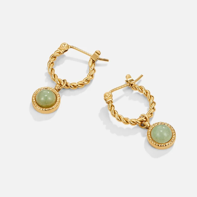 Best hoop earrings with minimalist designs for a clean and modern aesthetic-Aventurine Twisted Hoop Earrings