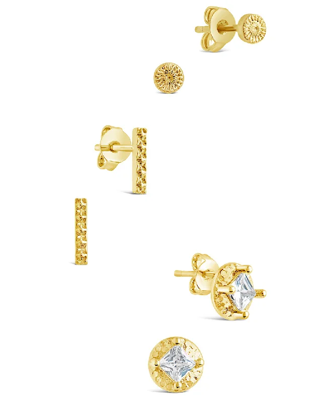 Hoop earrings with textured finishes for a vintage and classic style-Azizi CZ Stud Earring Set