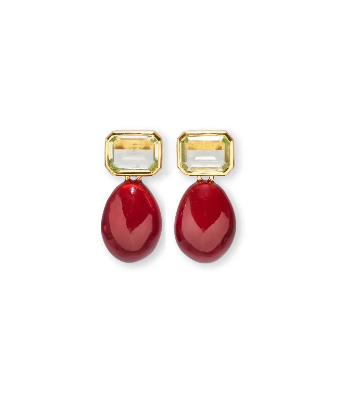 Best hoop earrings with tribal designs for a cultural and exotic aesthetic-Bean Earrings in Burgundy Enamel