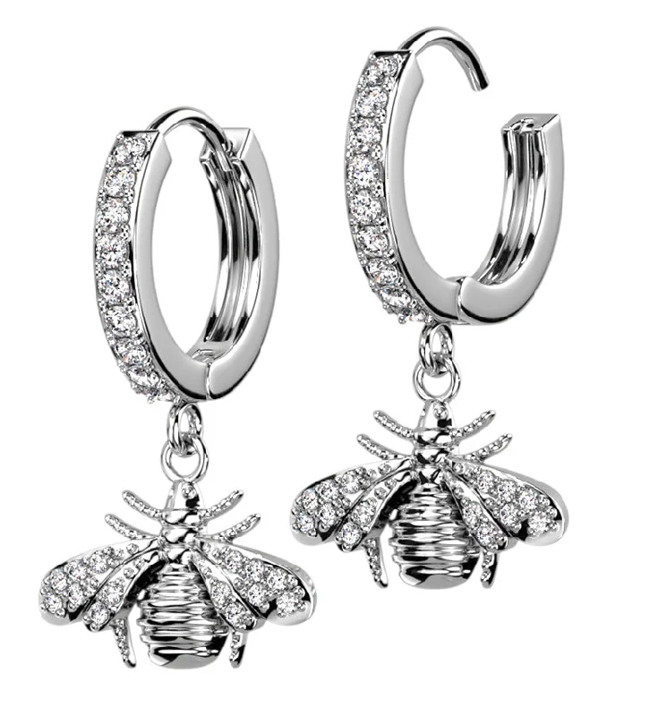 Best hoop earrings with multi-colored gemstones for a vibrant and lively touch-Bee CZ Stainless Steel Hoop Earrings