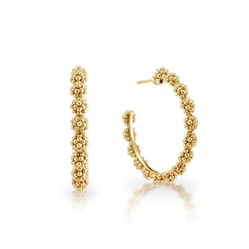 Hoop earrings with luxe velvet finishes for a rich and luxurious touch-Berry Icon Medium Hoop Earrings - Gold