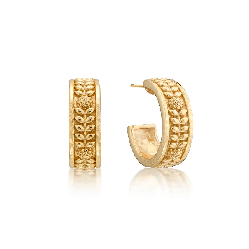 Best hoop earrings with smooth ceramic finishes for a polished, clean style-Berry Vine Small Hoop Earrings - Gold