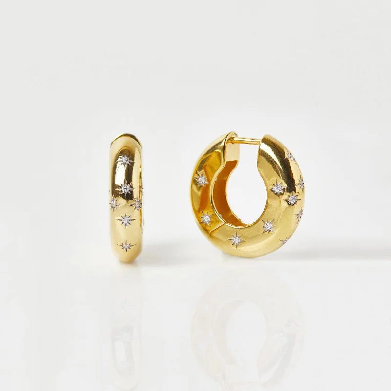 Best hoop earrings with minimal embellishments for a sleek and modern look-Celestial Chunky Star Set Hoop