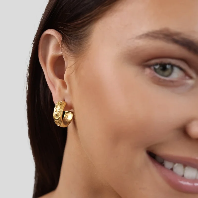 Hoop earrings with pearl accents for a chic and classic style-Celestial Gold Hoop Earrings