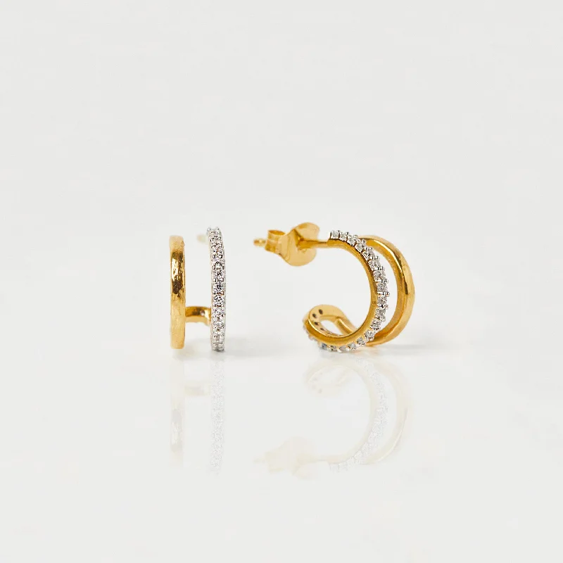 Best hoop earrings with gemstone accents for a colorful and elegant appearance-Celestial Pave Double Hoops