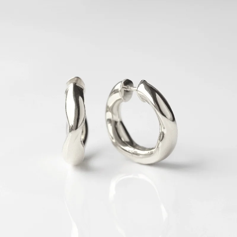 Hoop earrings with polished silver finish for a shiny, modern appeal-Chunky Organic Hoops