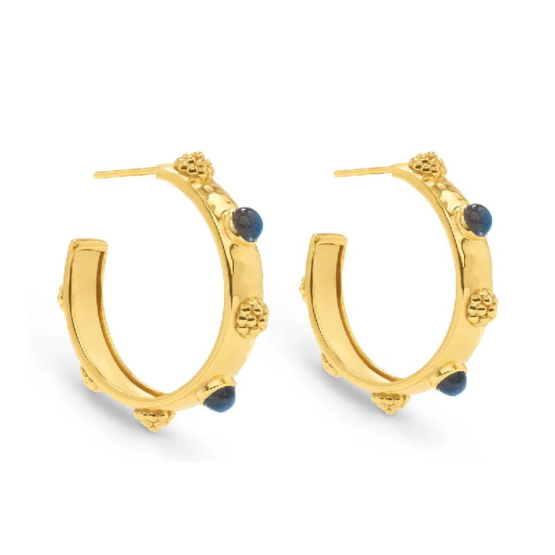 Hoop earrings with polished metal for a shiny and high-quality finish-Cleopatra Hoop Earrings - Gold/Blue Labradorite