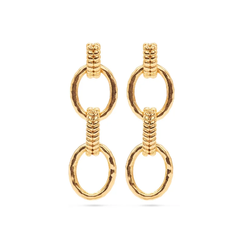 Hoop earrings with spiral designs for a dynamic and fluid look-Cleopatra Regal Double Link Earrings - Gold