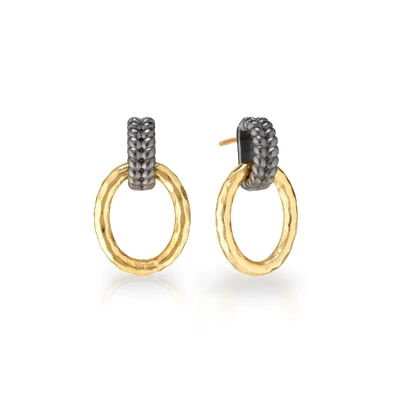 Best hoop earrings with floral designs for a feminine and delicate look-Cleopatra Regal Link Earrings - Gold/Midnight