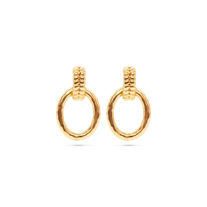 Hoop earrings with twisted metal designs for a dynamic and modern style-Cleopatra Regal Link Earrings - Gold