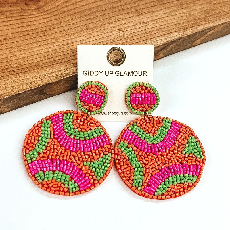 Hoop earrings with removable pendants for a versatile and customizable accessory-Coastal Groove Beaded Earrings in Orange Mix