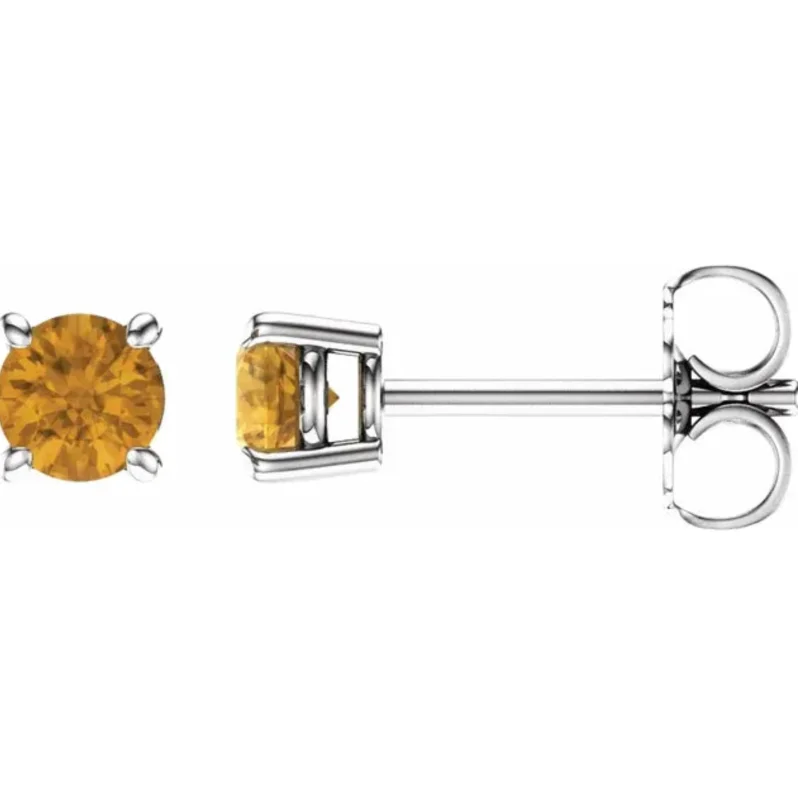 Hoop earrings with stacked layers for a bold and textured design-Citrine Studs