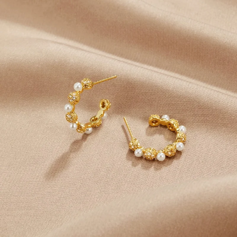 Hoop earrings with circle designs for a classic and timeless shape-Crystal & Pearl Bella Earrings