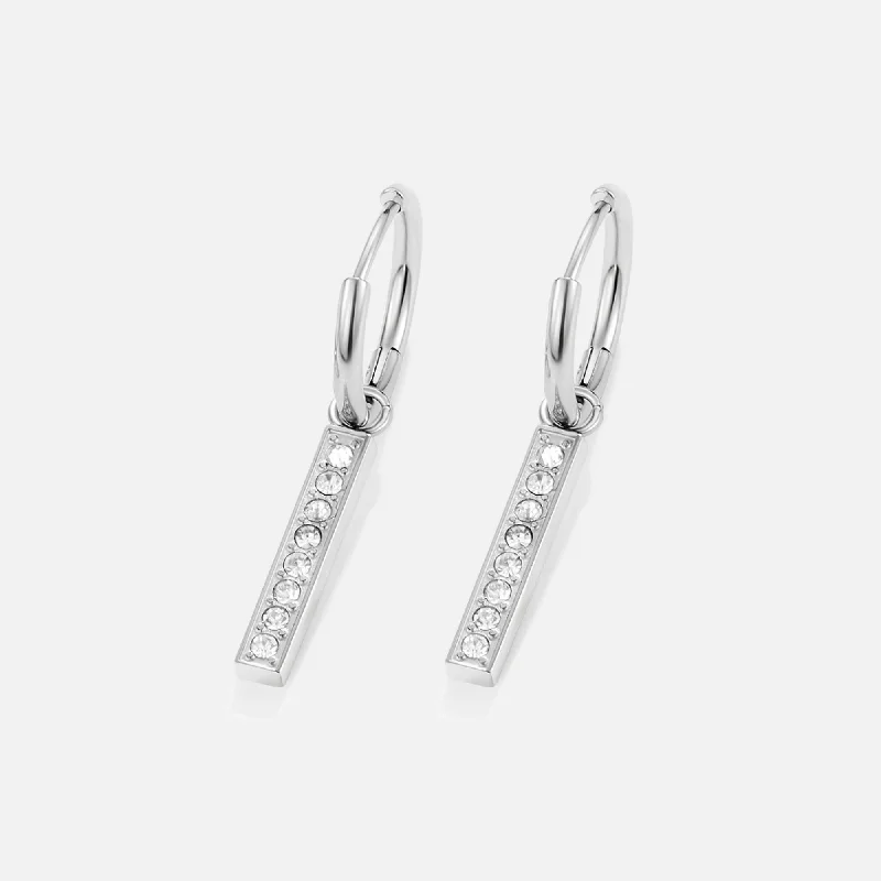 Best hoop earrings with satin ribbons for a soft, feminine appearance-Dana Crystal Bar Hoop Earrings