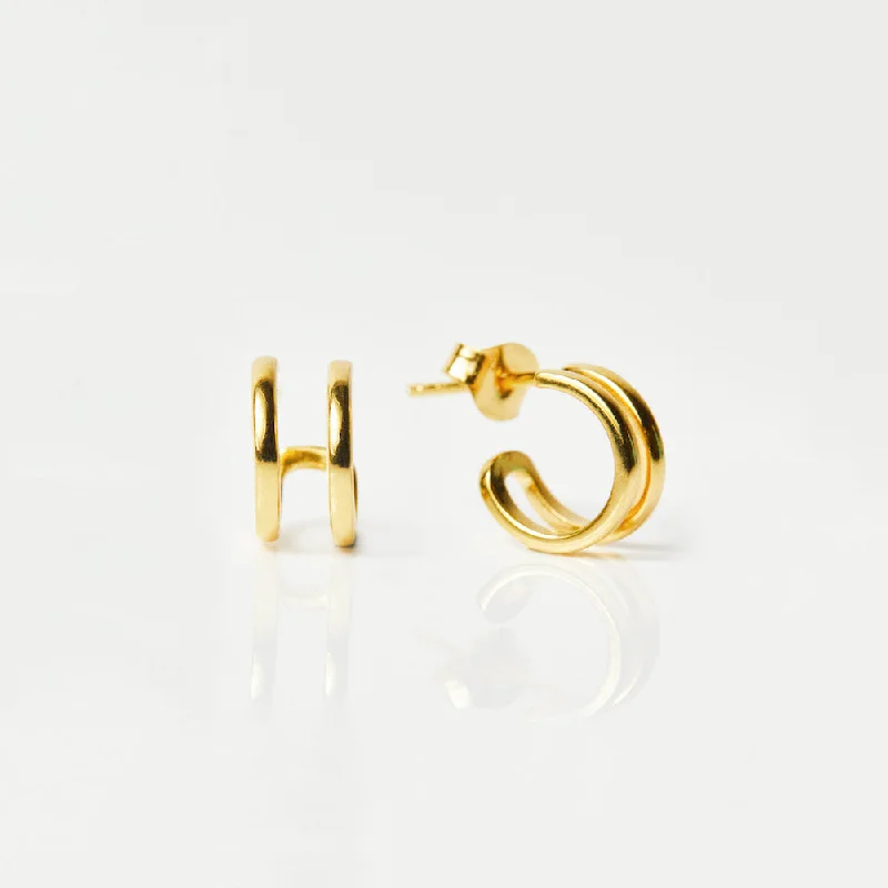 Hoop earrings with diamond-cut surfaces for added sparkle and shine-Double Hoop Earrings