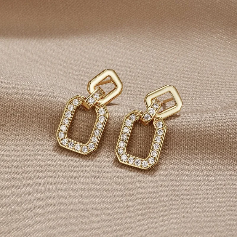 Best hoop earrings with smooth ceramic finishes for a polished, clean style-Dua Drop Crystal Square Earrings