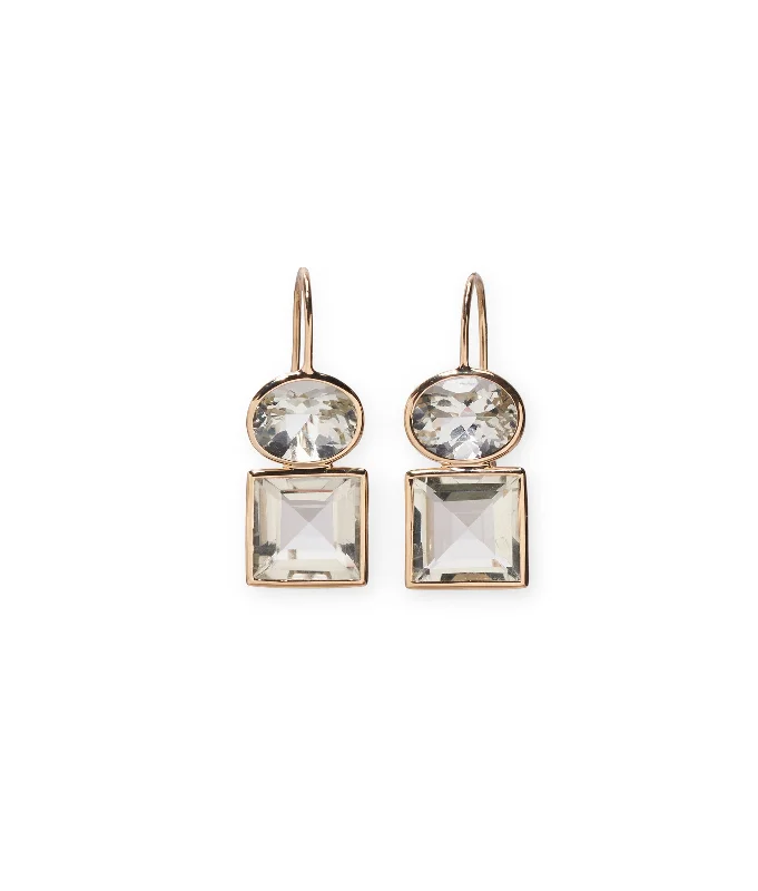 Hoop earrings with twisted metal designs for a dynamic and modern style-14k Gold Duo Earrings in Green Amethyst