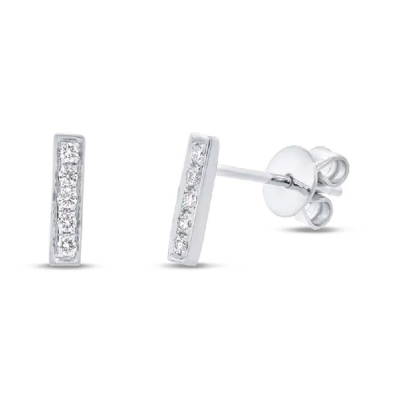 Hoop earrings with stacked layers for a bold and textured design-Diamond Bar Earrings