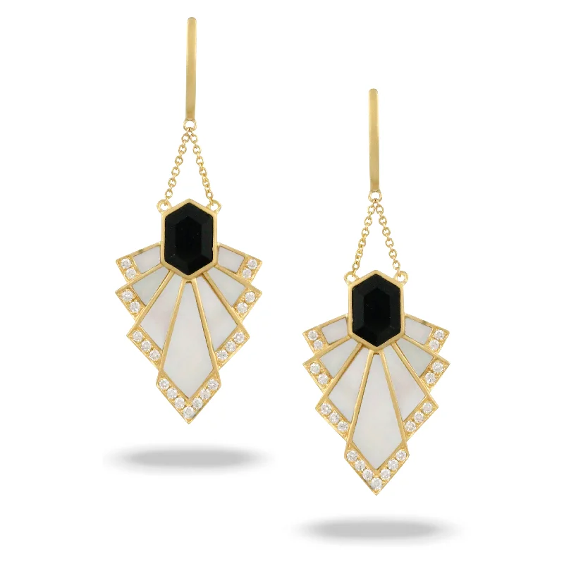 Best hoop earrings with minimalist designs for a clean and modern aesthetic-Black Onyx and Diamond Earrings