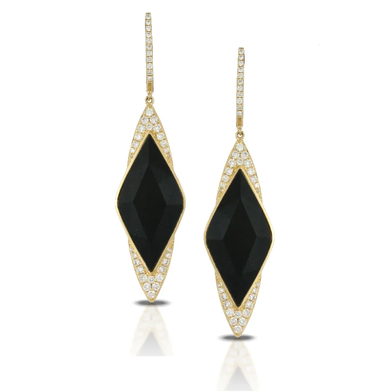 Hoop earrings with open designs for a modern, lighthearted vibe-Black Onyx and Diamond Earrings