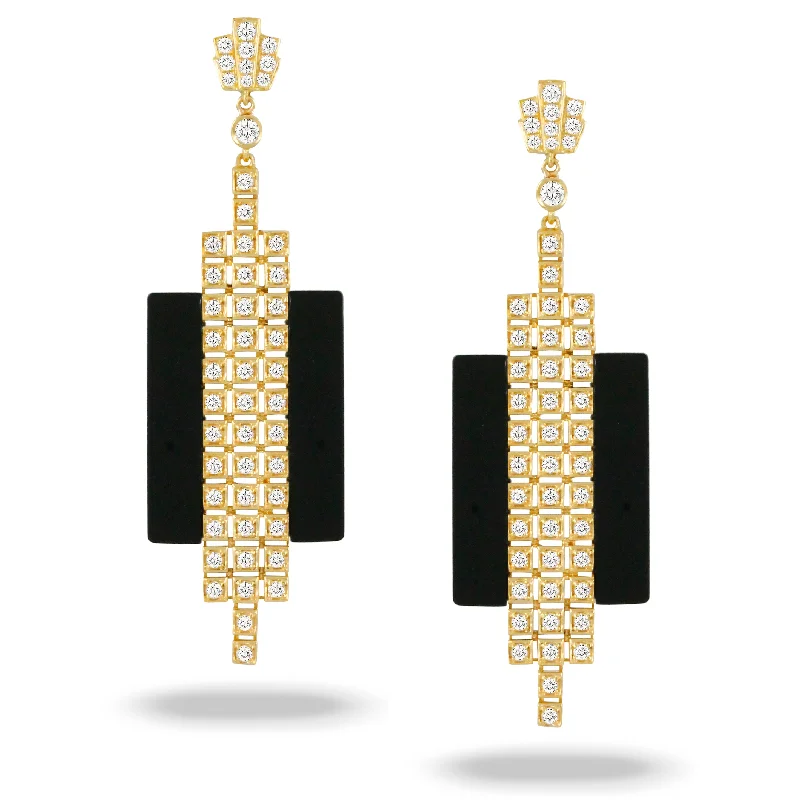 Hoop earrings with oversized designs for a bold, fashion-forward statement-Black Onyx and Diamond Earrings