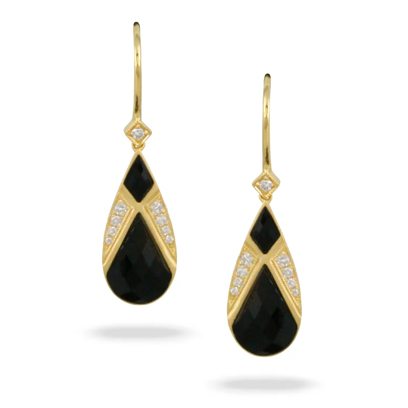 Best hoop earrings with delicate chain details for a trendy and stylish design-Black Onyx and Diamond Earrings