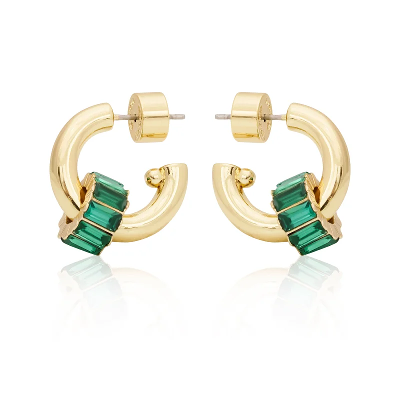 Best hoop earrings with snake chain details for a sleek and modern touch-Emerald Baguette Earrings