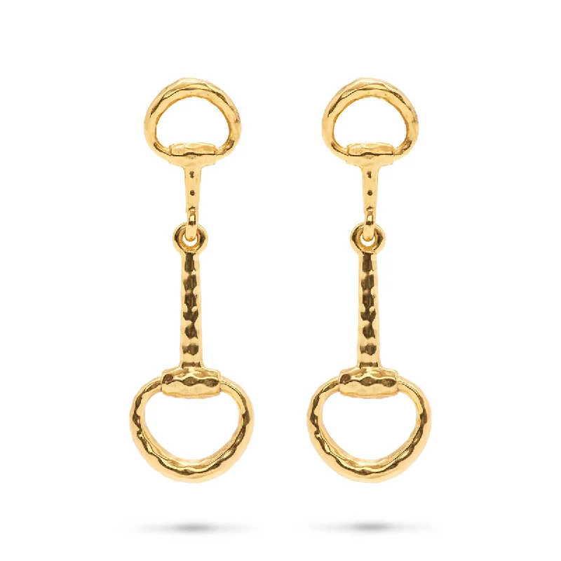 Hoop earrings with dangling charms for a playful and fun look-Equestrian Snaffle Bit Earrings - Gold