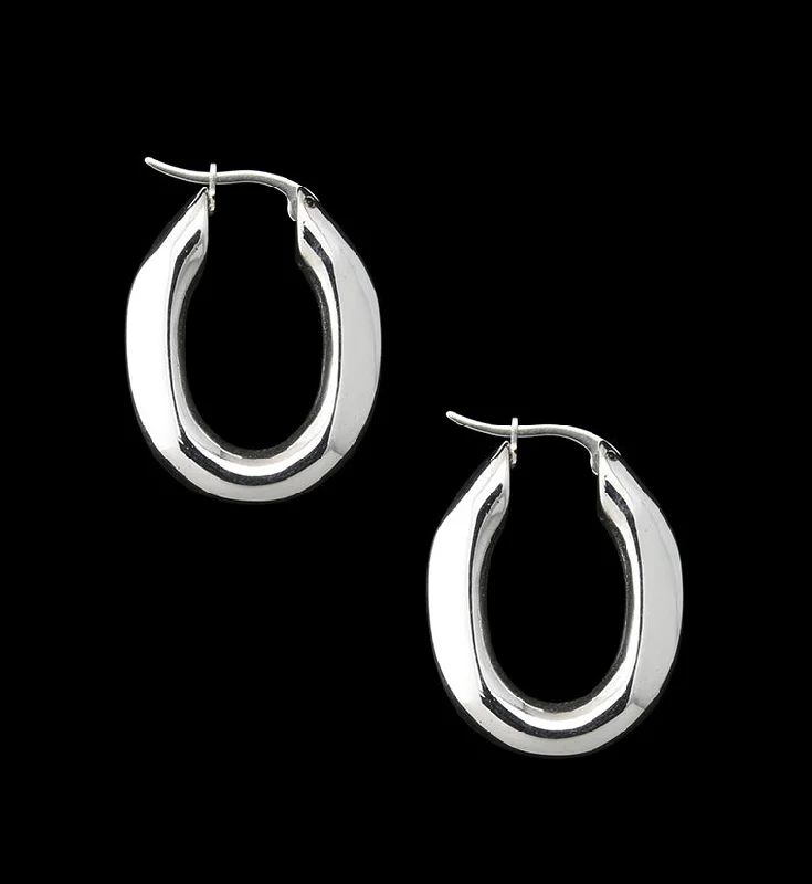 Hoop earrings with artistic filigree designs for an intricate, delicate finish-Faceted Stainless Steel Hoop Earrings