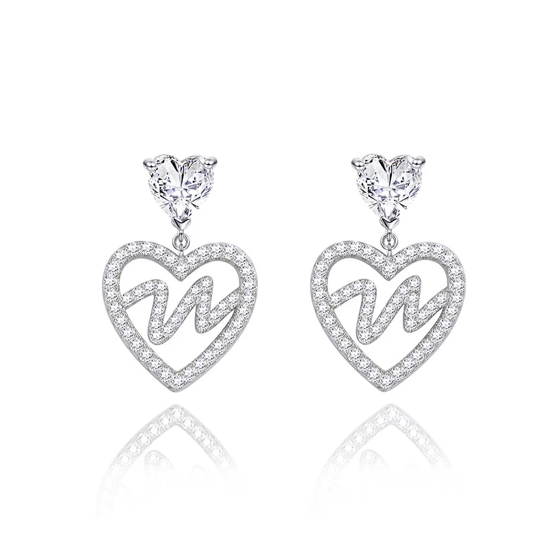 Hoop earrings with rhinestone-studded rims for a glamorous touch-"Amuse Me" Heart Post Sterling Silver Earrings