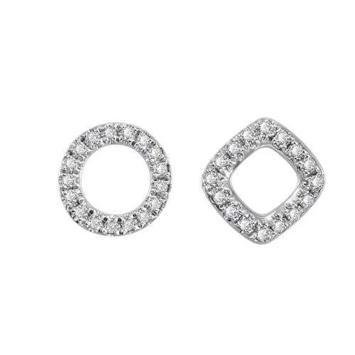 Hoop earrings with satin finishes for a smooth and elegant appearance-FANCIME Danity Square & Circle 14K Solid White Gold Earrings