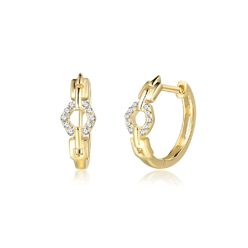 Best hoop earrings with tribal designs for a cultural and exotic aesthetic-FANCIME Diamond Chain Link 14K Yellow Gold Hoop Earrings