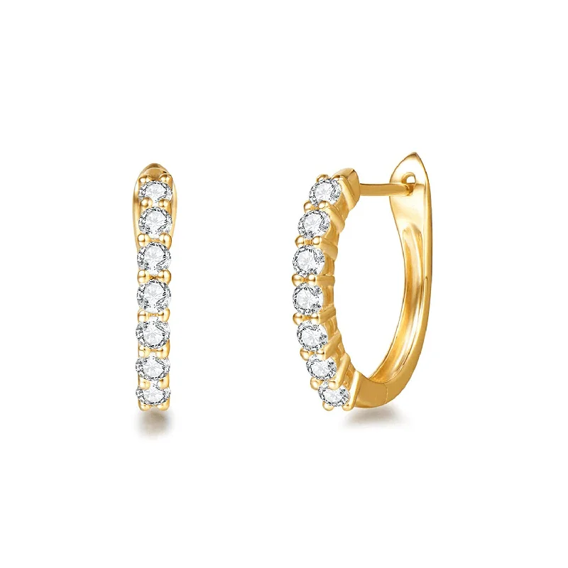 Hoop earrings with resin accents for a bold and colorful design-FANCIME Diamond Hinged 14K Yellow Gold Hoop Earrings