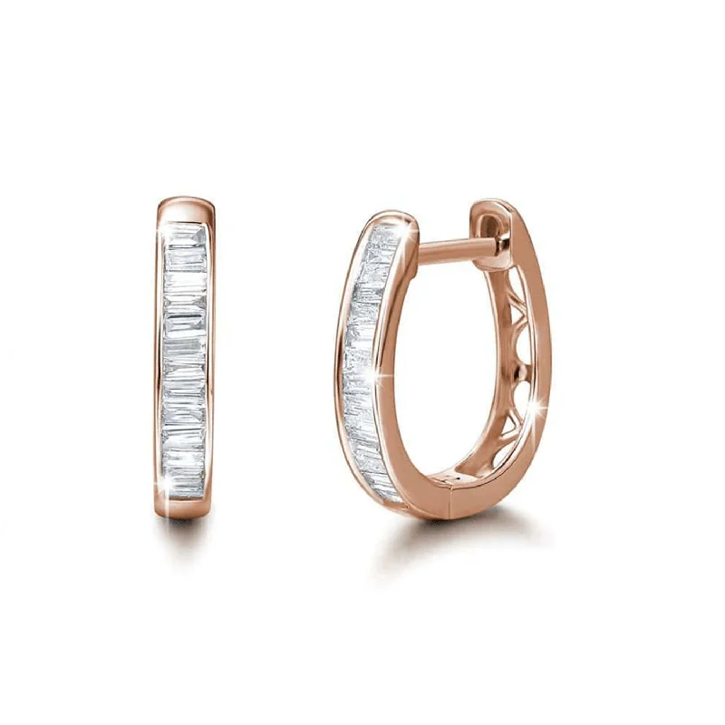 Best hoop earrings with gold-plated finishes for an affordable luxury vibe-FANCIME Diamond Oval Huggie 18K Gold Hoop Earrings