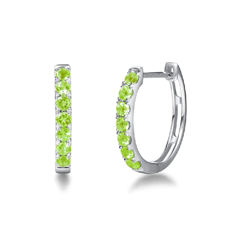 Best hoop earrings with butterfly motifs for a playful and whimsical appearance-FANCIME Green Peridot 14K White Gold Hoop Earrings